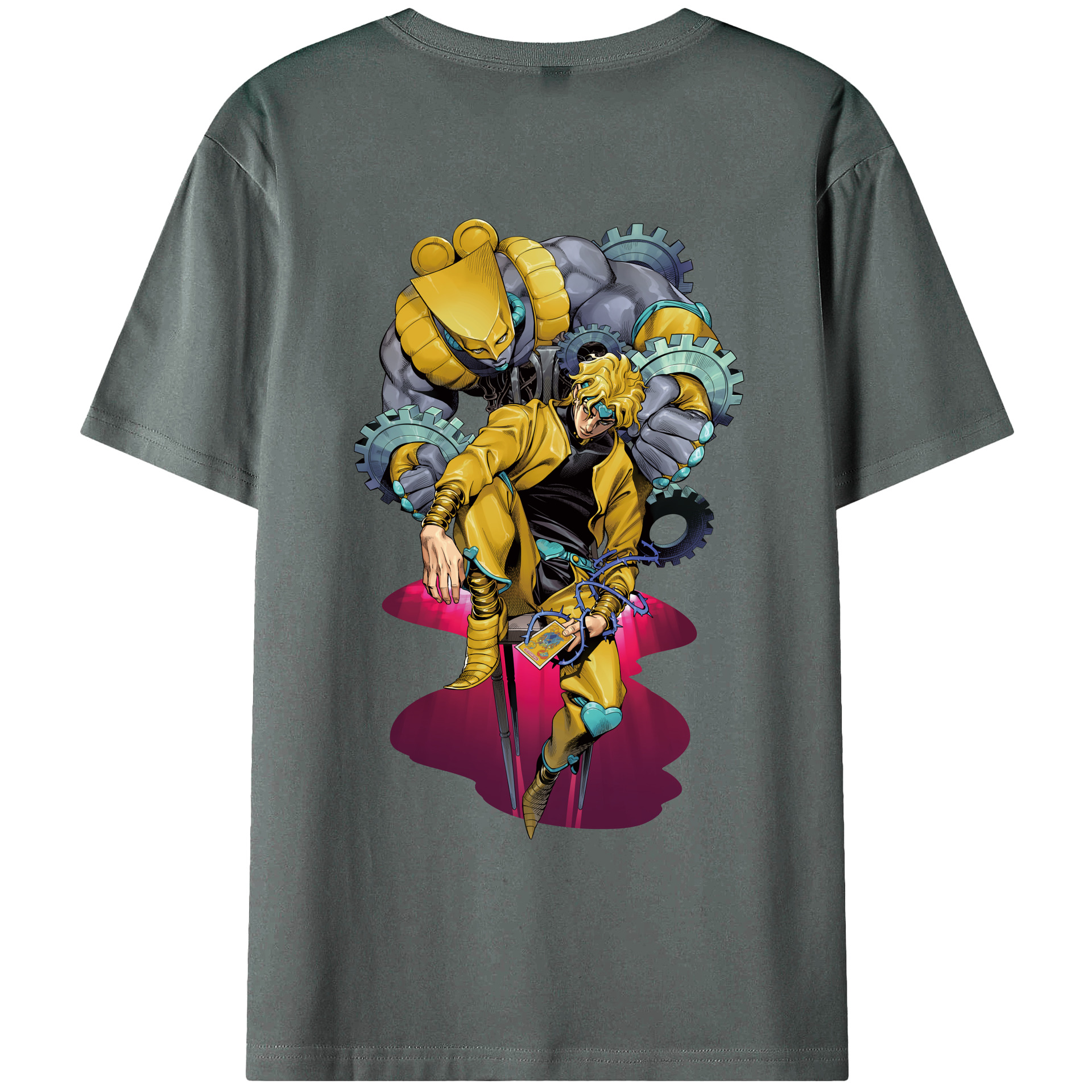 （画像用） ジョジョの奇妙な冒険 ディオ?ブランドー JoJo's Bizarre Adventure Dio Brando 綿100％ メンズ半袖Tシャツ（バックプリント） 通気性
